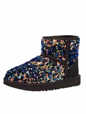 UGG Stellar Sequin Black Classic Mini Boots RARE